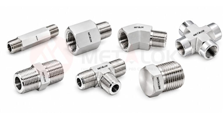 Stainless steel precision pipe fittings including elbows, tees and threaded adapters